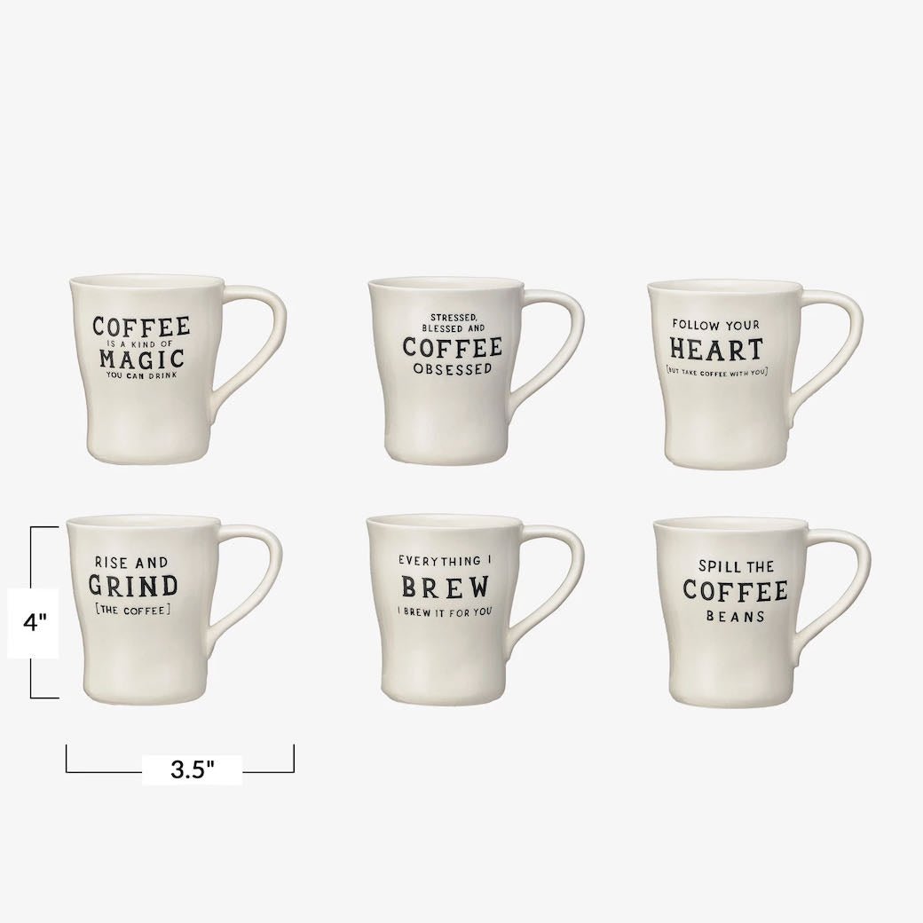 12 oz. Stoneware Coffee Lovers Mug CHOICE of Six Styles - Marmalade Mercantile