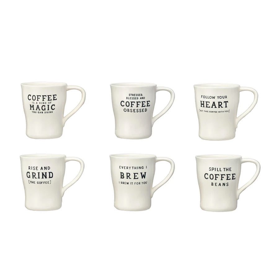 12 oz. Stoneware Coffee Lovers Mug CHOICE of Six Styles - Marmalade Mercantile