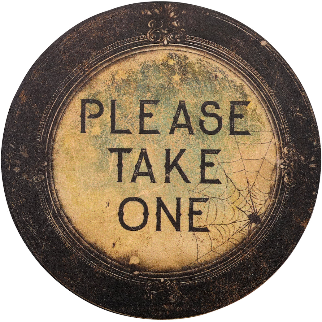 “Please Take One” Rustic Halloween Treats Bowl Sign