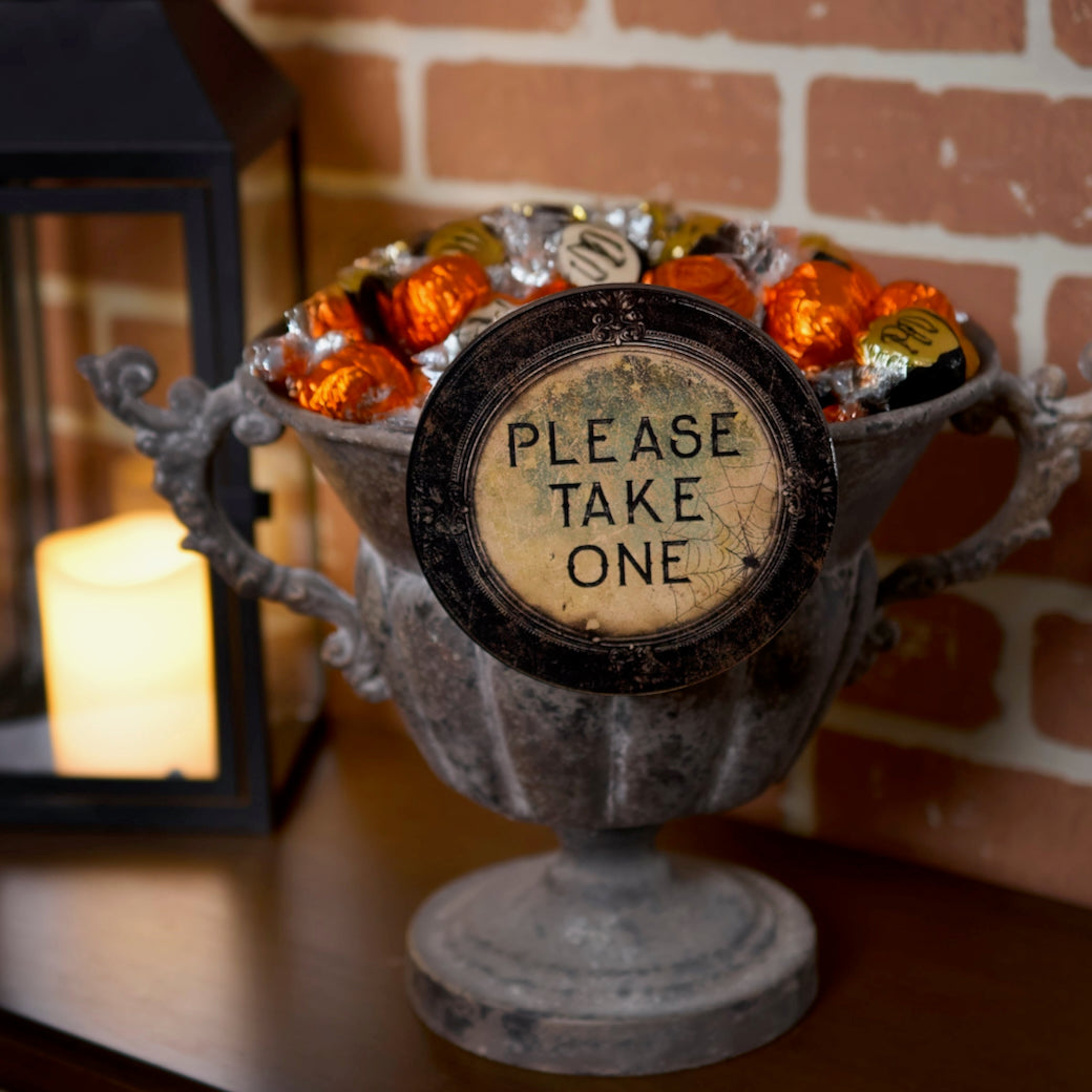 “Please Take One” Rustic Halloween Treats Bowl Sign