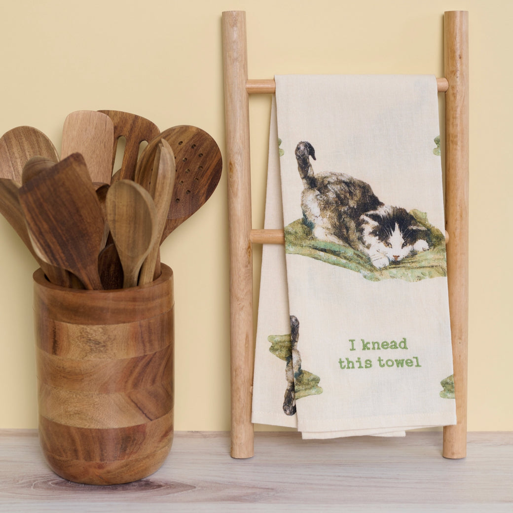 I Knead this Towel - Embroidered Kitchen Towel for Cat Lovers