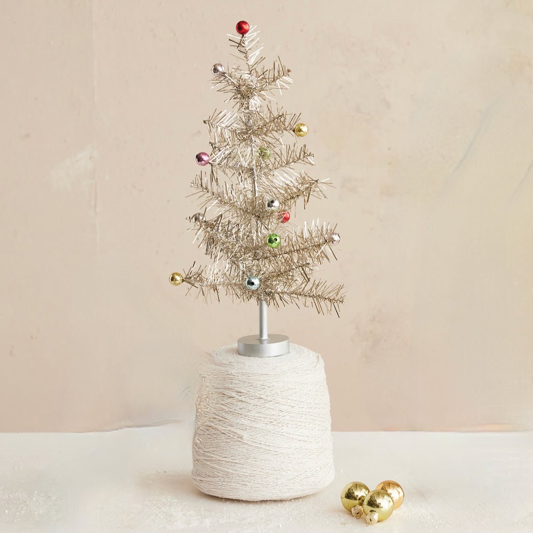 13” Vintage - Style Tinsel Tree GOLD - Marmalade Mercantile