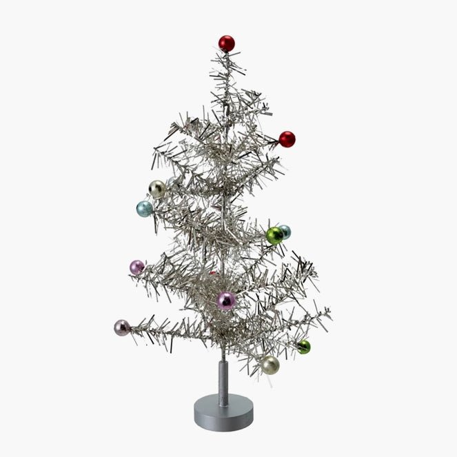 13” Vintage-Style Tinsel Tree SILVER
