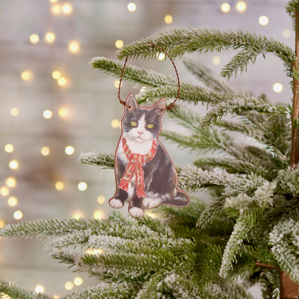 Tuxedo Cat Christmas Ornament