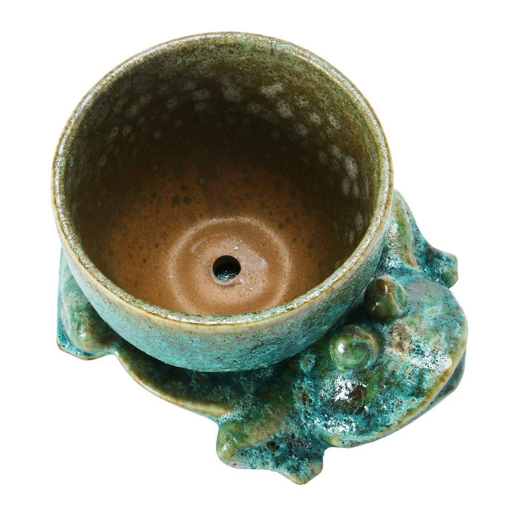 2 - Piece Stoneware Planter with Frog Base - Marmalade Mercantile