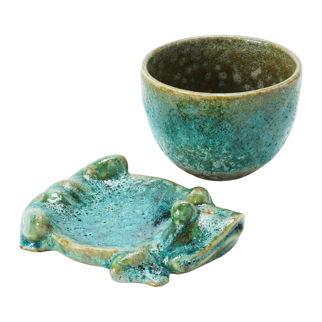 2 - Piece Stoneware Planter with Frog Base - Marmalade Mercantile