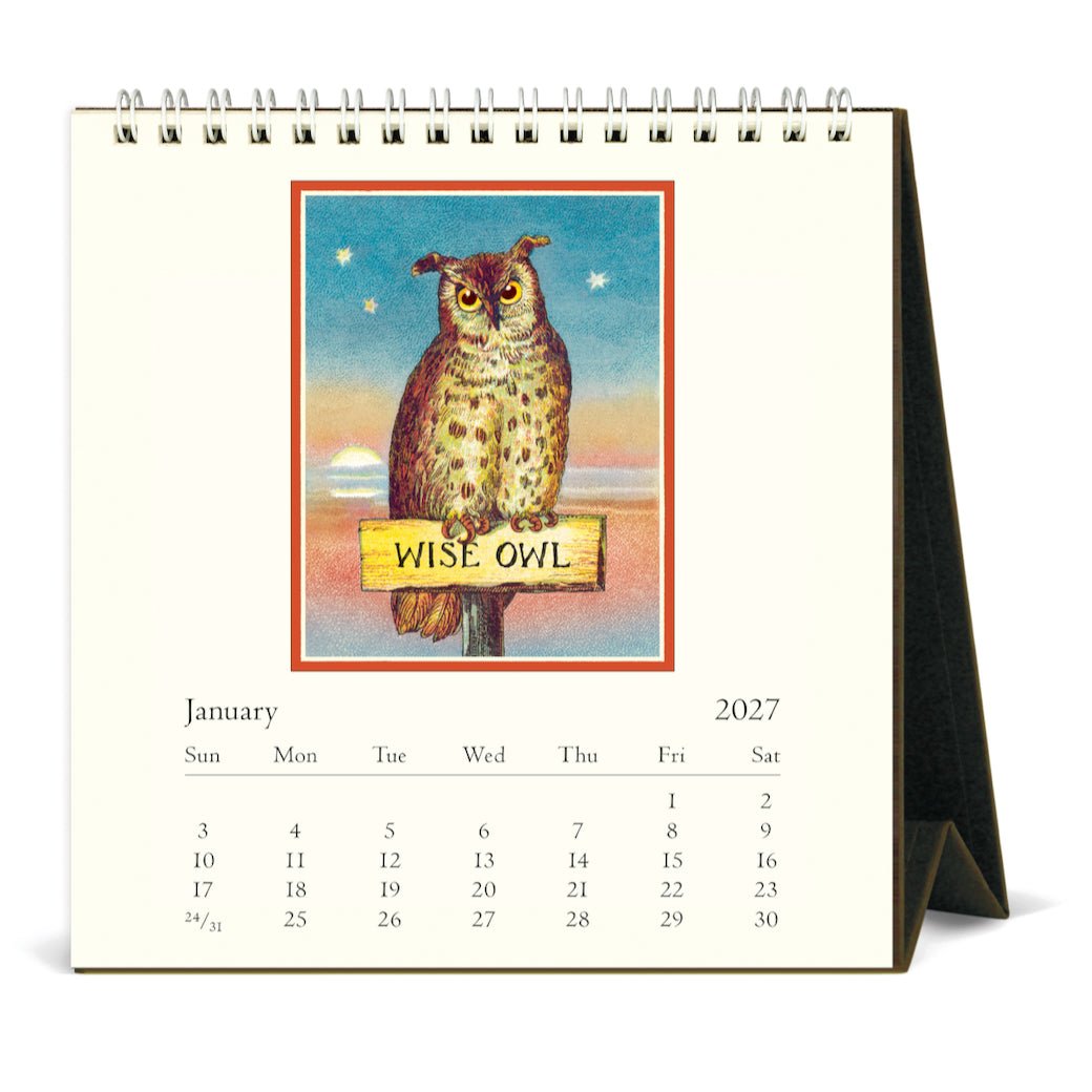 2027 Desk Calendar Vintage Owls - Marmalade Mercantile