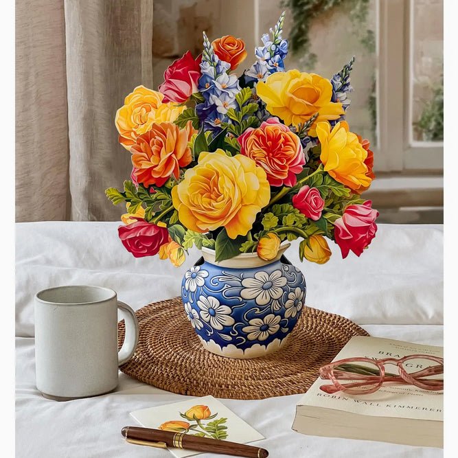 3 - D Life Sized Sorbet Roses Bouquet Pop Up Greeting Card - Marmalade Mercantile