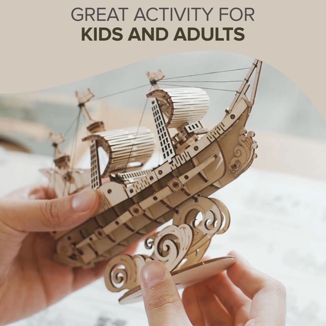 3D Laser Cut Wooden Sailing Ship Puzzle - Marmalade Mercantile