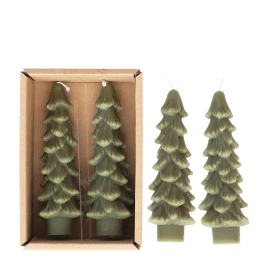 5" Unscented Tree - Shaped Candle GREEN - Marmalade Mercantile