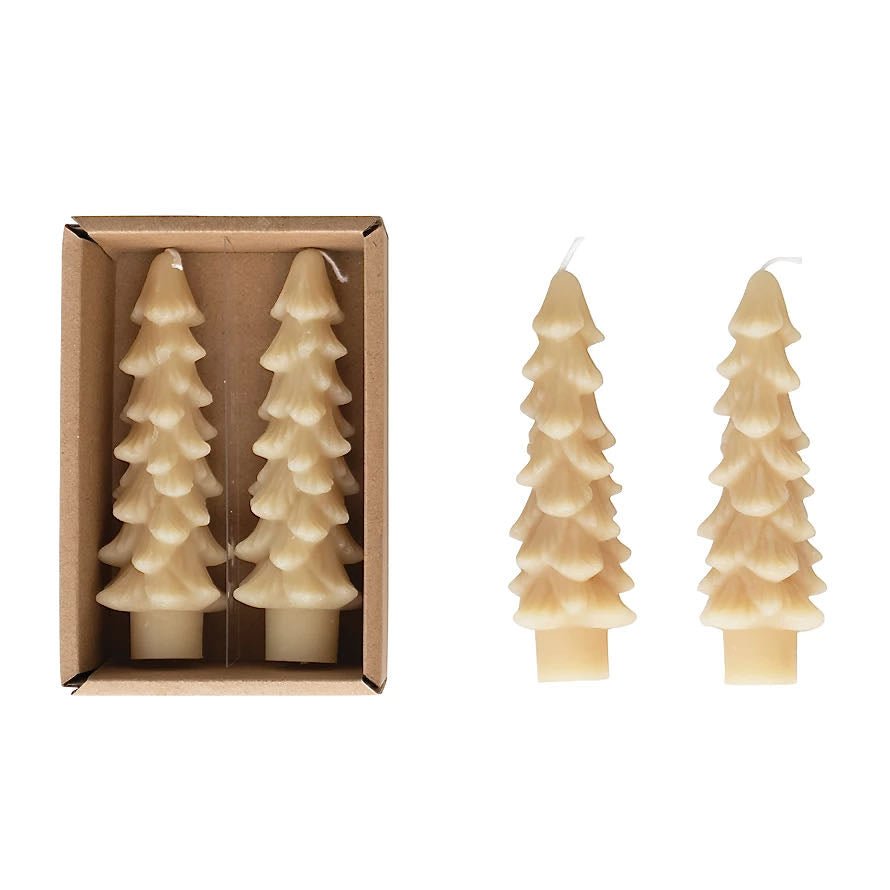 5" Unscented Tree Shaped Taper Candle OFF WHITE - Marmalade Mercantile