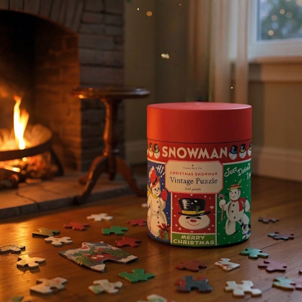 500 - Piece Vintage - Style Christmas Snowman Jigsaw Puzzle - Marmalade Mercantile