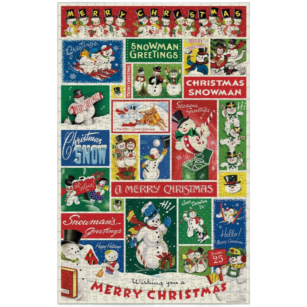 500 - Piece Vintage - Style Christmas Snowman Jigsaw Puzzle - Marmalade Mercantile