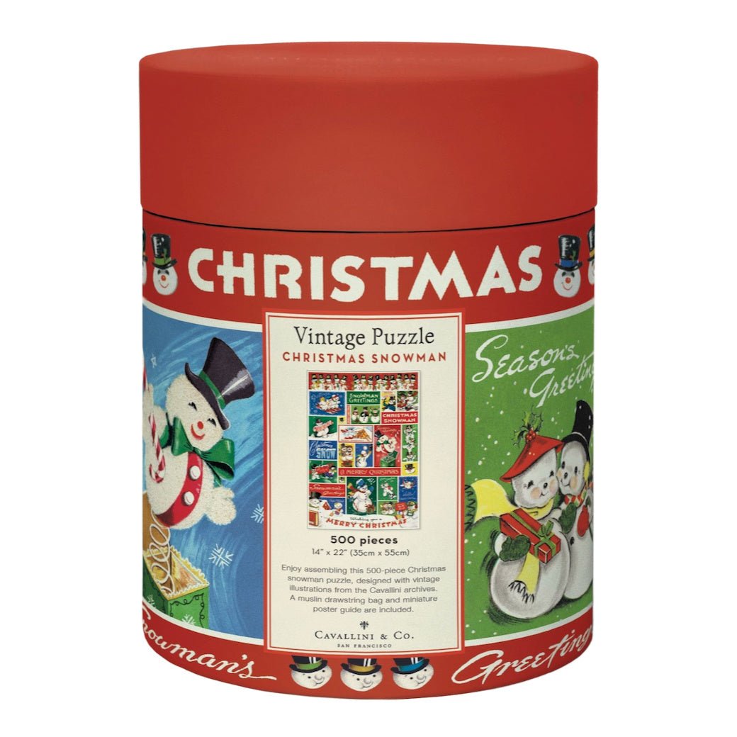 500 - Piece Vintage - Style Christmas Snowman Jigsaw Puzzle - Marmalade Mercantile