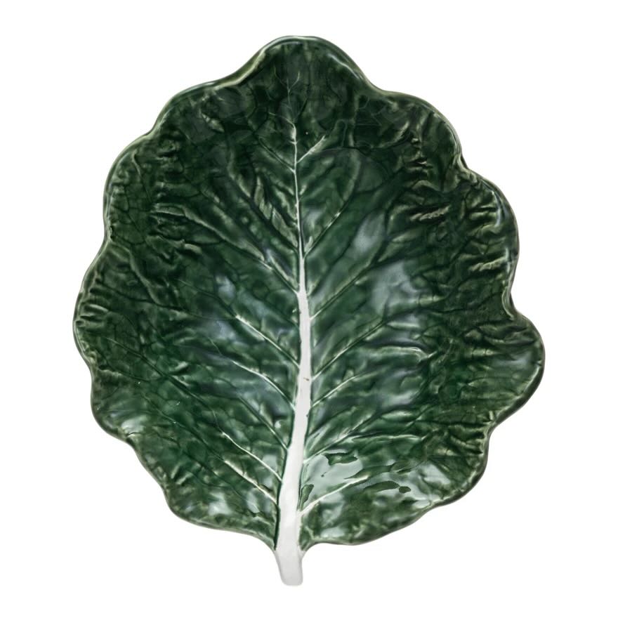 9” Embossed Hand - Painted Cabbage Leaf Bowl - Marmalade Mercantile