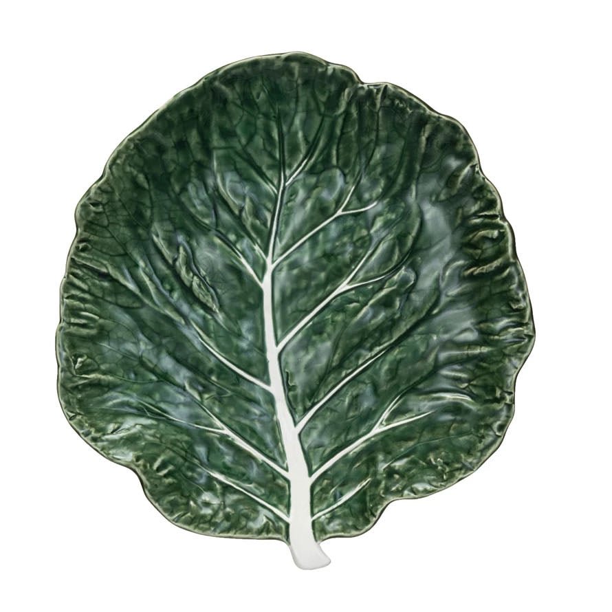 9” Embossed Hand - Painted Cabbage Leaf Bowl - Marmalade Mercantile