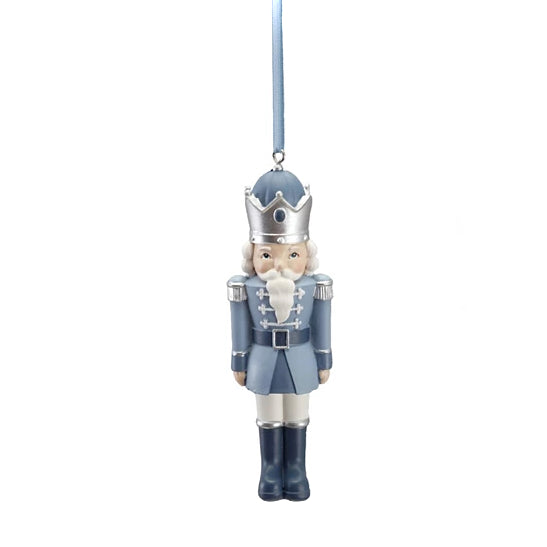Cast Resin Nutcracker King Ornament in Blue, White & Silver