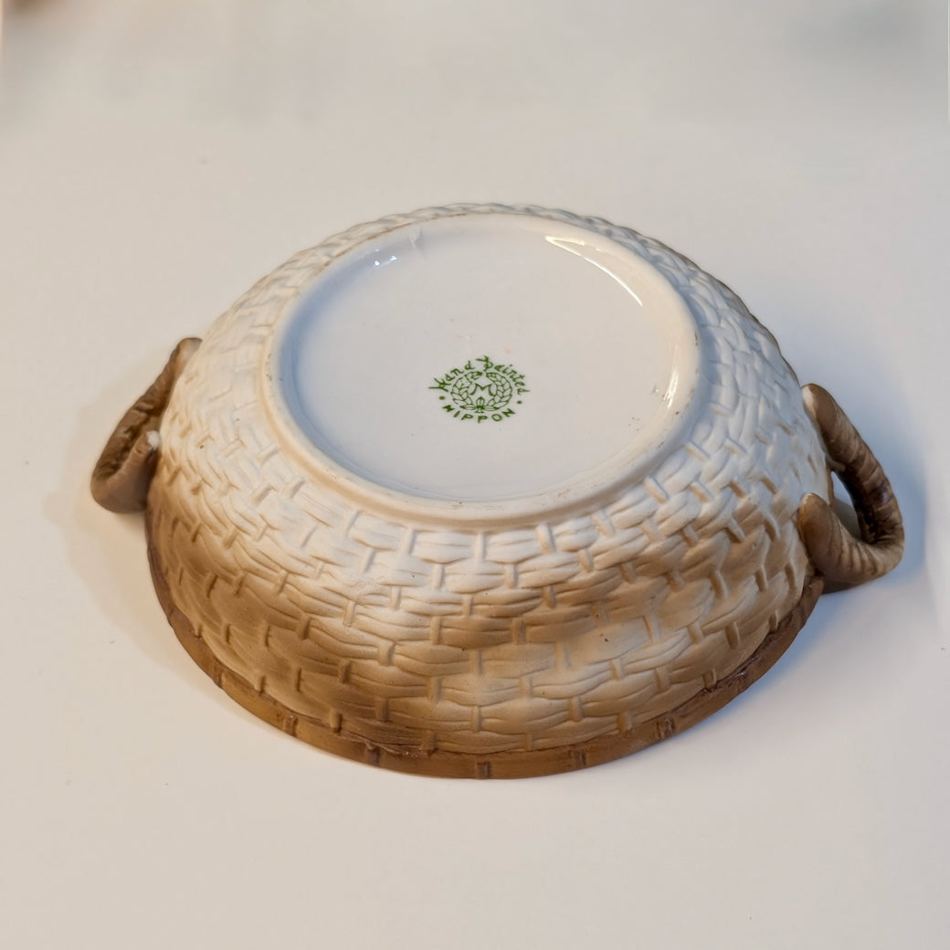 1920s Petite Hand-painted Nippon 3D Raised Relief Peanut Bowl