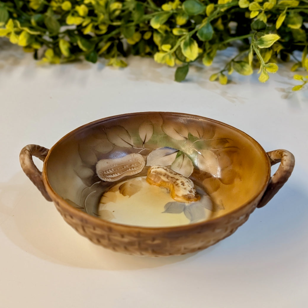 1920s Petite Hand-painted Nippon 3D Raised Relief Peanut Bowl