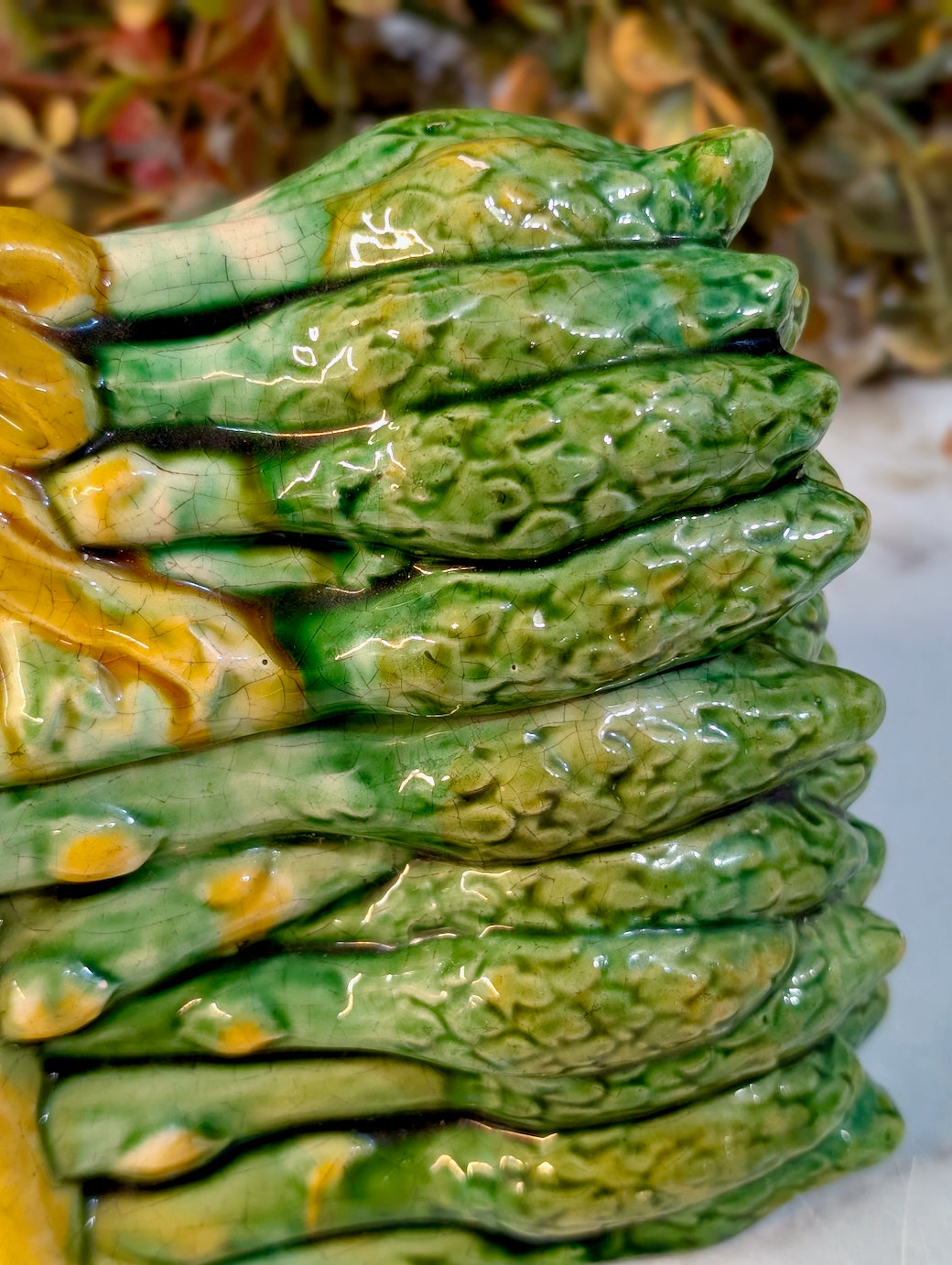 Vintage Italian Majolica Trompe l’oeil Covered Asparagus Tureen