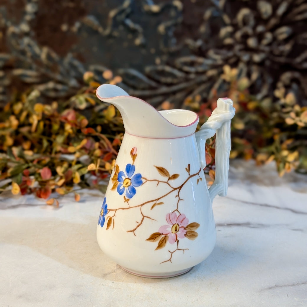 Petite Antique Austrian B.S.M. Porcelain Milk Jug w Floral Pattern