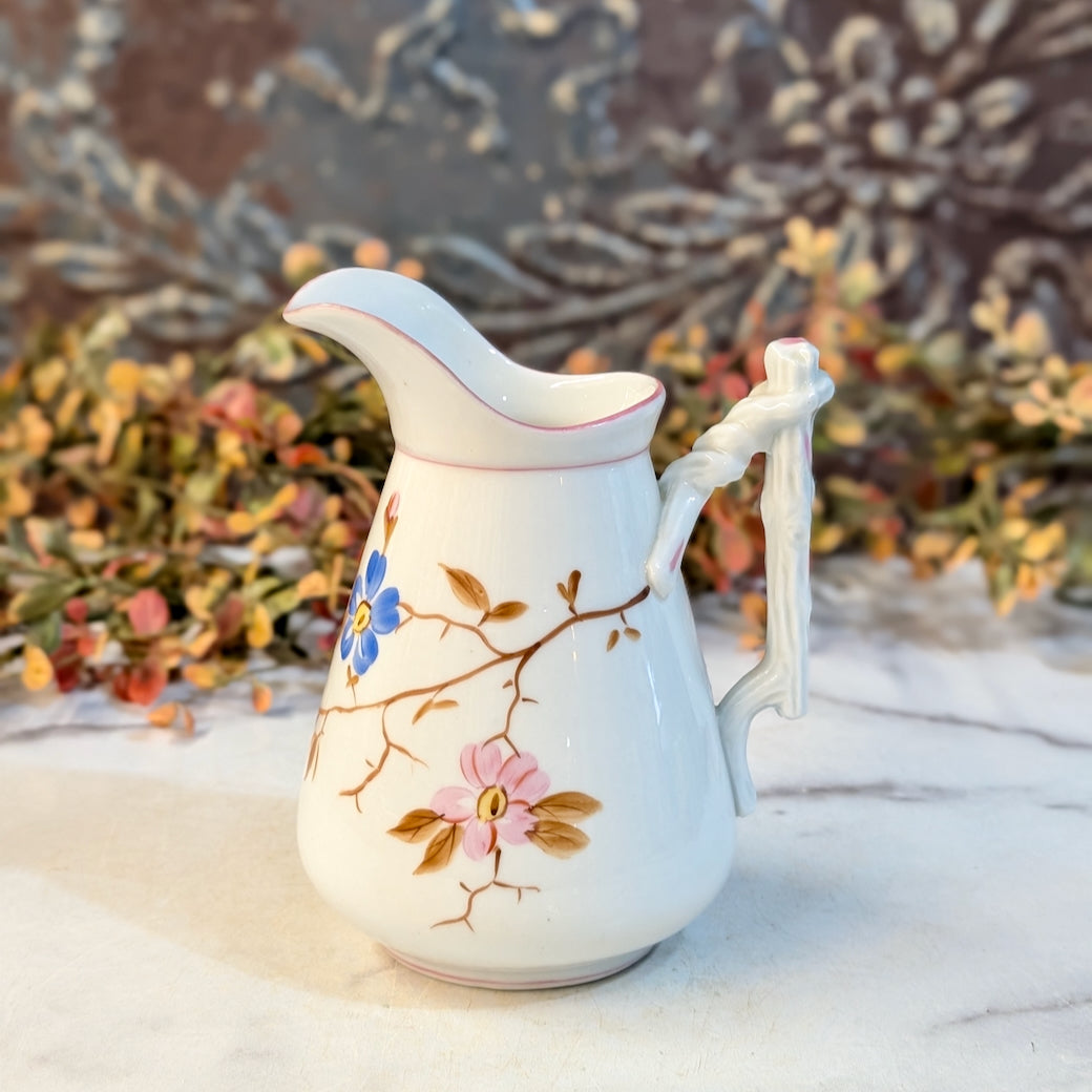 Petite Antique Austrian B.S.M. Porcelain Milk Jug w Floral Pattern