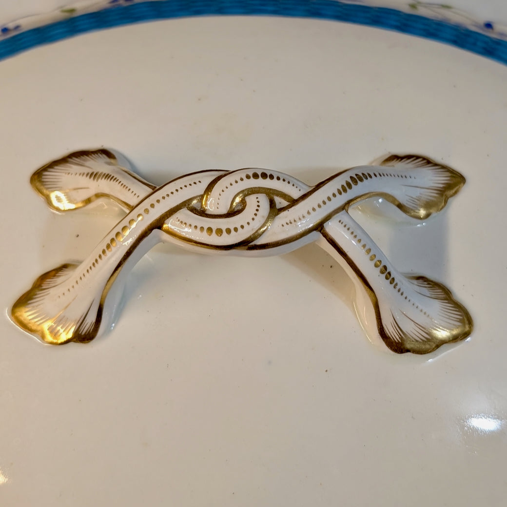 Antique English Minton Covered Serving Dish Forget-Me-Not Pattern