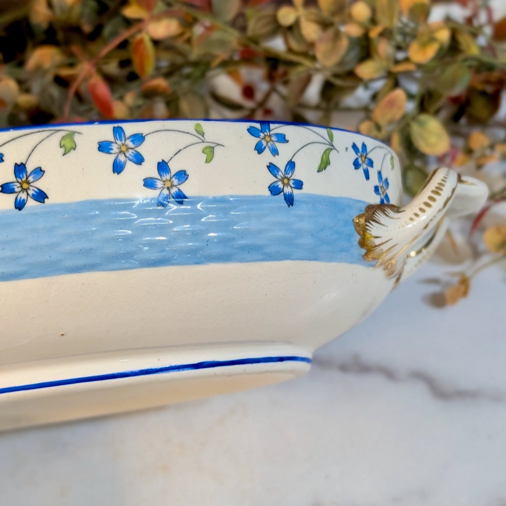 Antique English Minton Covered Serving Dish Forget-Me-Not Pattern