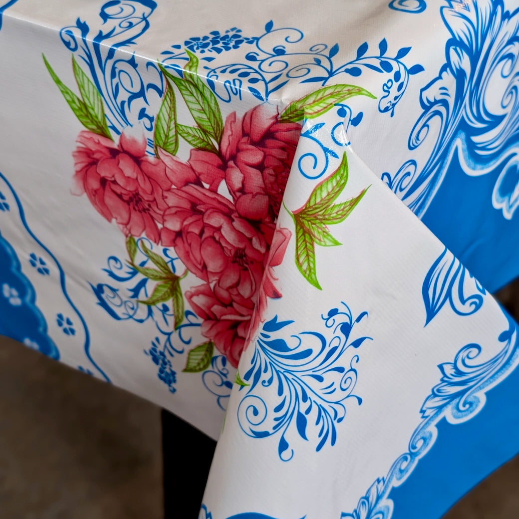 "Charmed" Cottage Print Oilcloth Tablecloth CHOICE of Size