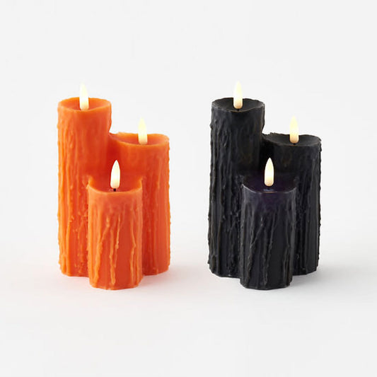 LED Battery Operated Halloween Candle Clusters CHOICE of Orange or Black