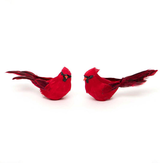 Set of Two Red Cardinal Clip-On Christmas Ornaments