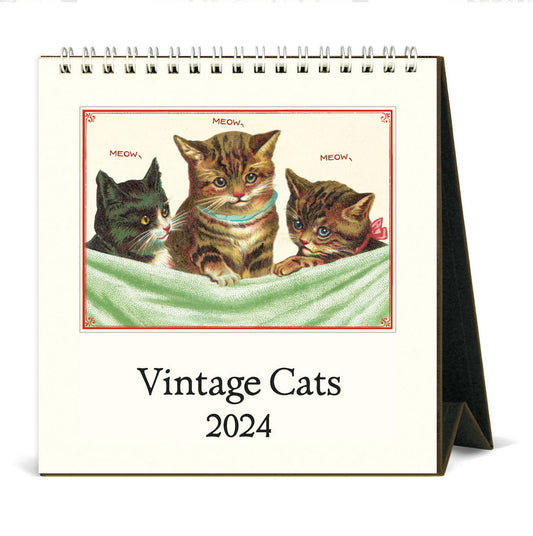 Vintage Cats 2024 Desk Calendar
