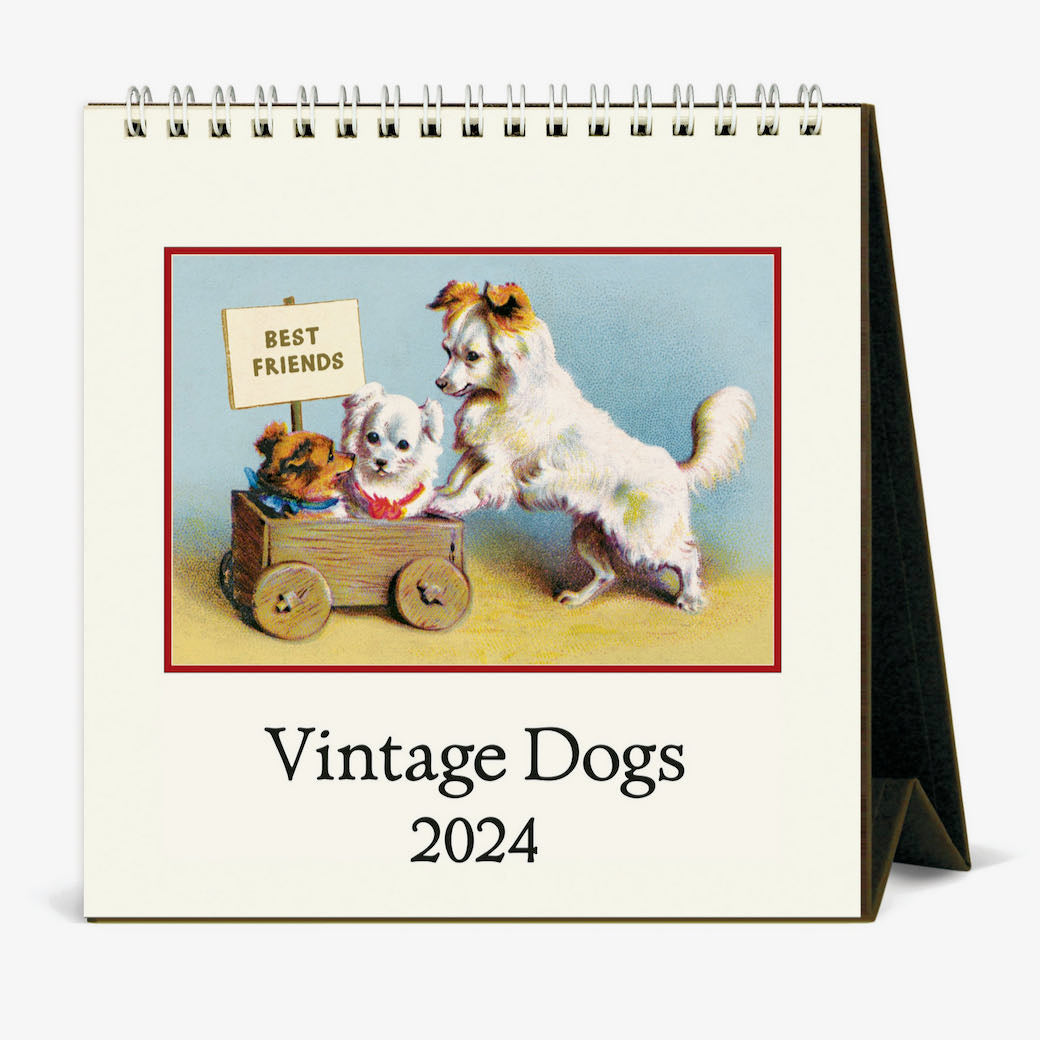 Vintage Dogs 2024 Desk Calendar