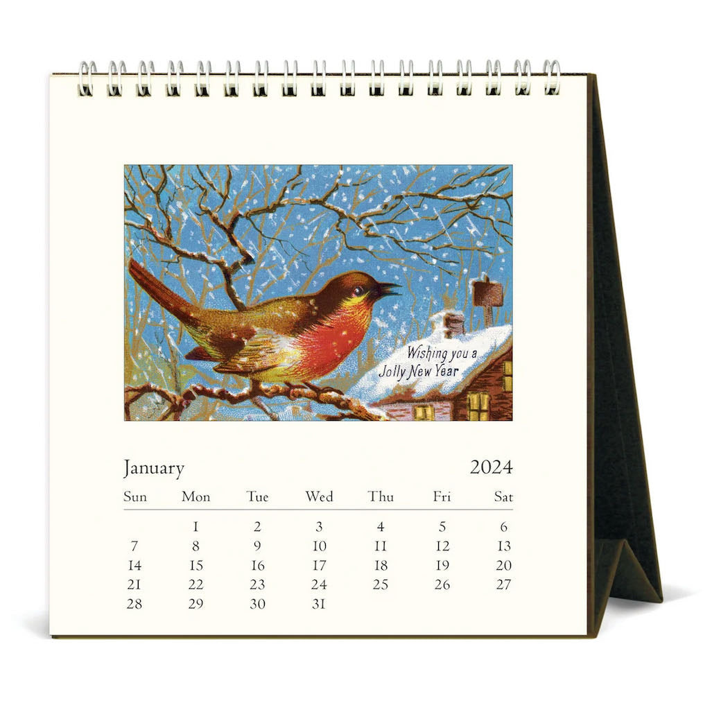 Vintage Birds 2024 Desk Calendar