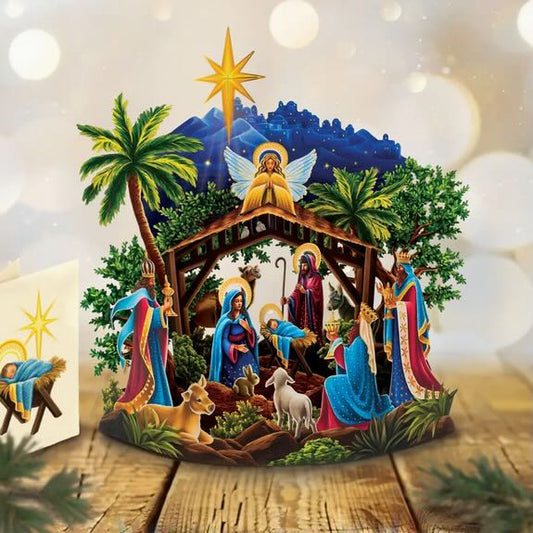 Starlit Nativity Scene Pop Up Greeting Card