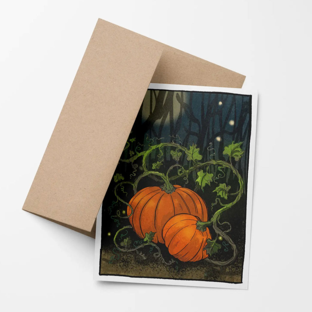 Midnight Pumpkins Autumn Halloween Note Card