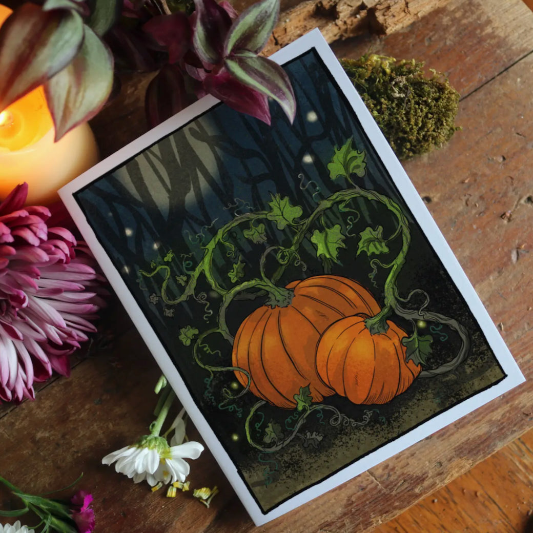 Midnight Pumpkins Autumn Halloween Note Card