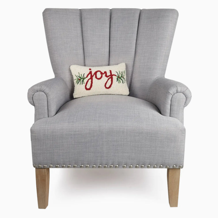 Petite Christmas Hooked Rug Pillow JOY