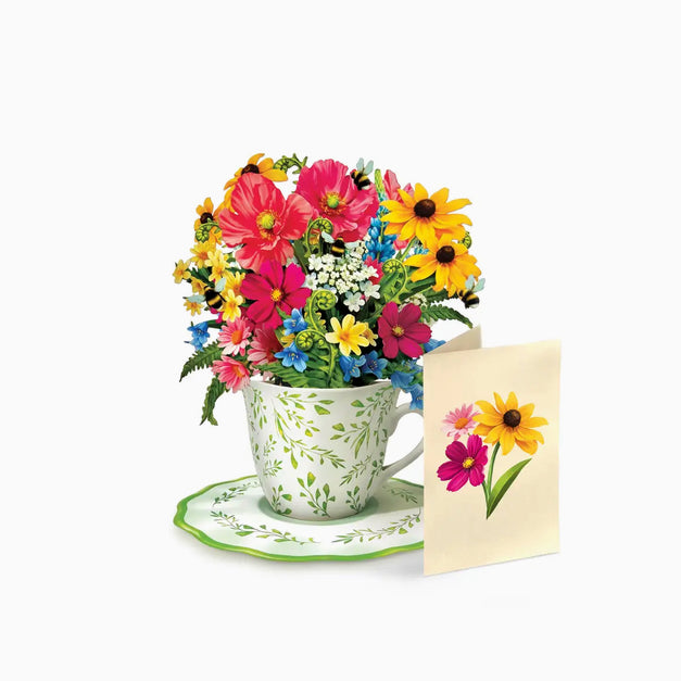 Mini Wildflower Teacup Pop Up Greeting Card