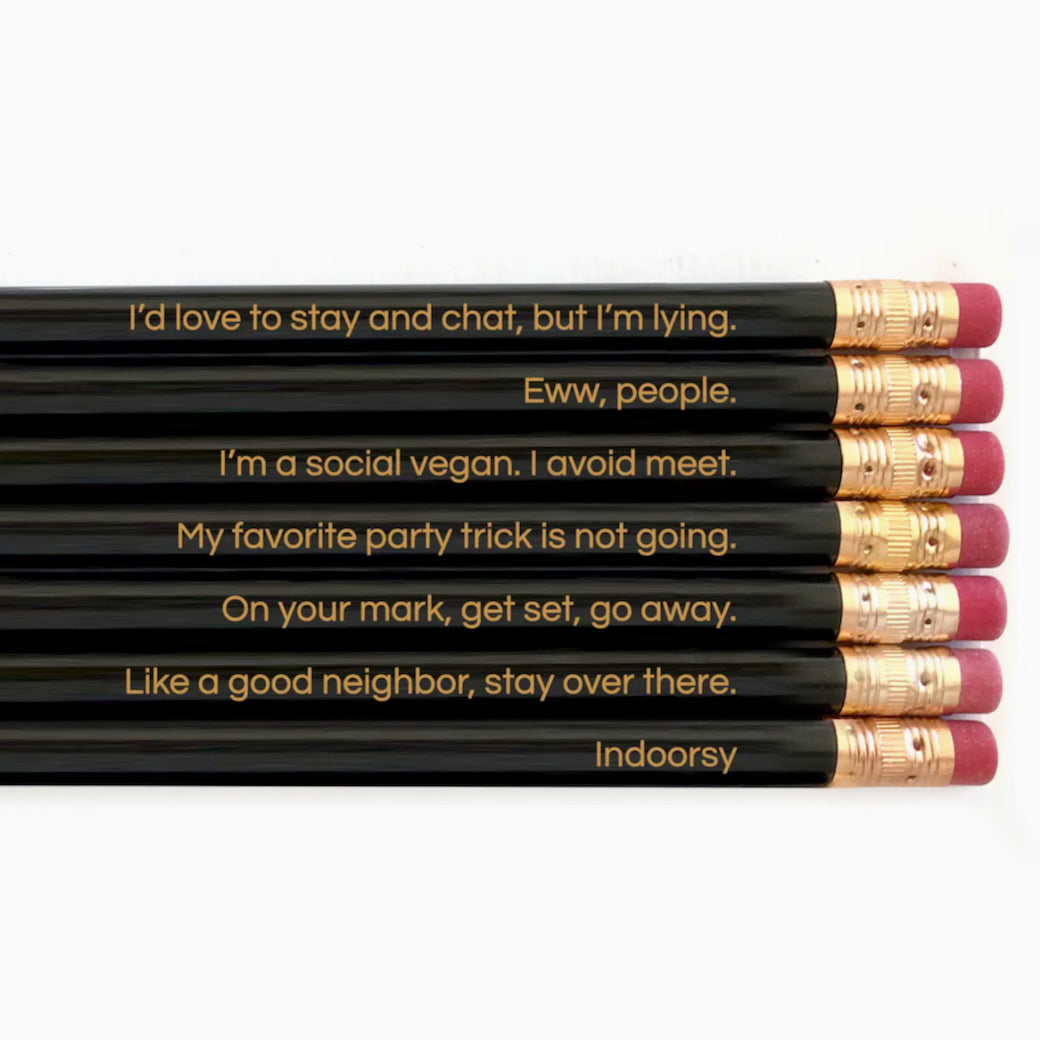 Set of Seven Sharpened #2 Pencils "Antisocial Butterfly"
