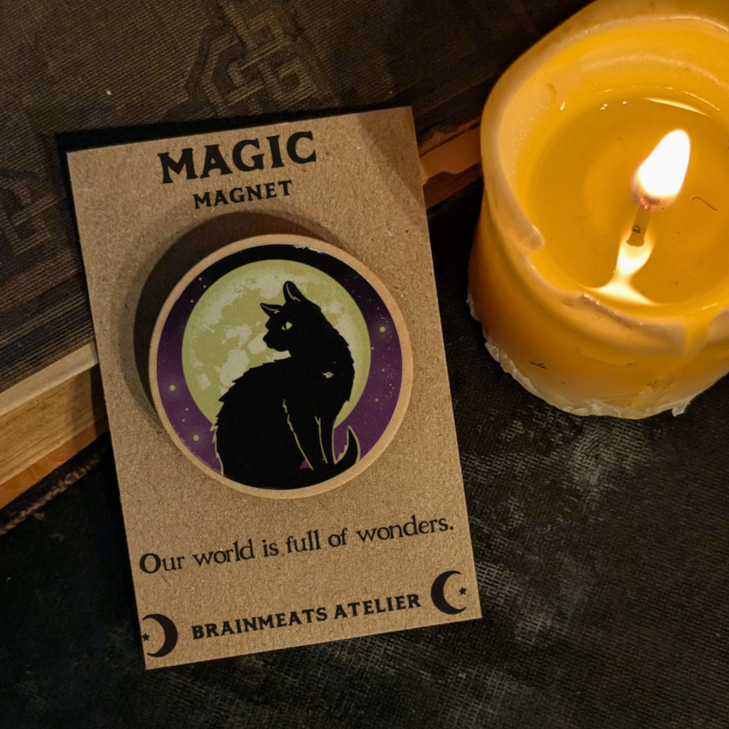 Black Cat Magic Magnet Token for a World Full of Wonder