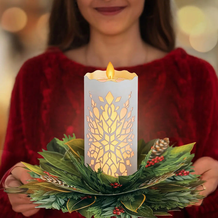 Glowing Holiday Candle Pop-Up Greeting Card