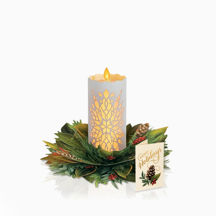 Glowing Holiday Candle Pop-Up Greeting Card