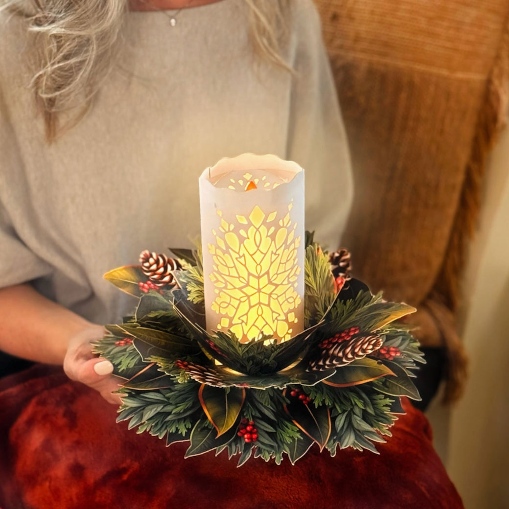 Glowing Holiday Candle Pop-Up Greeting Card