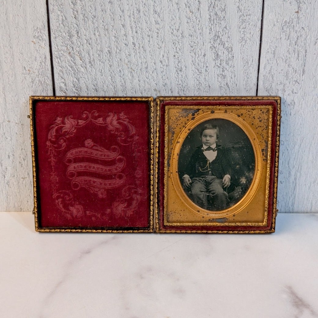 Antique Cased Ambrotype Image Young Boy W&WH Lewis - Marmalade Mercantile