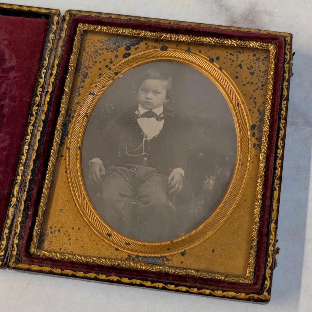 Antique Cased Ambrotype Image Young Boy W&WH Lewis - Marmalade Mercantile