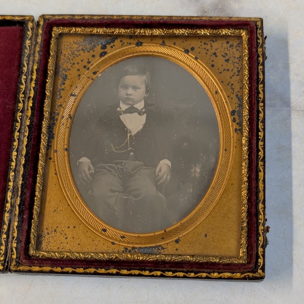 Antique Cased Ambrotype Image Young Boy W&WH Lewis - Marmalade Mercantile