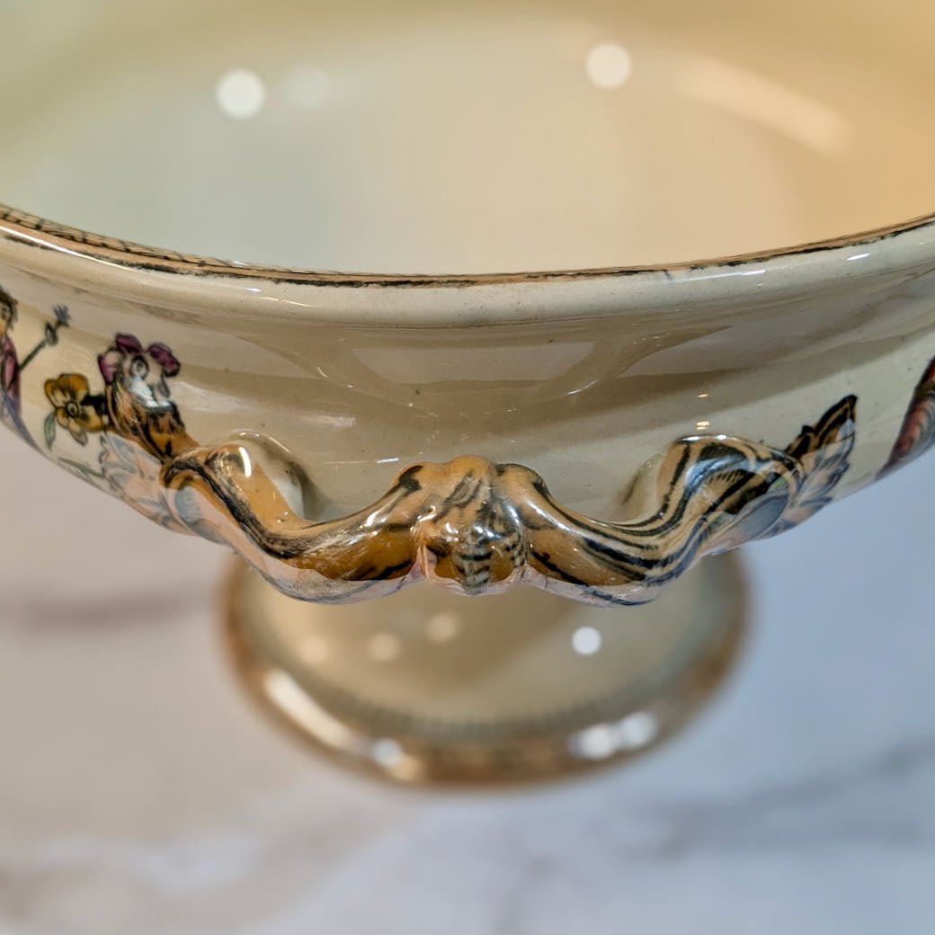 Antique English Chinoisserie Transferware Footed Compote - Marmalade Mercantile