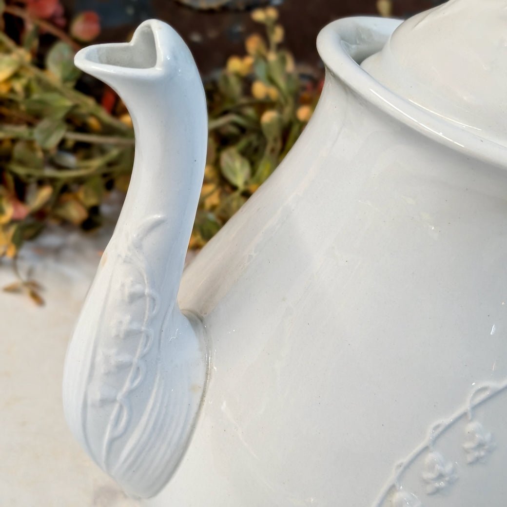 Antique English Ironstone Tea Pot Hyacinth Pattern H. Burgess - Marmalade Mercantile