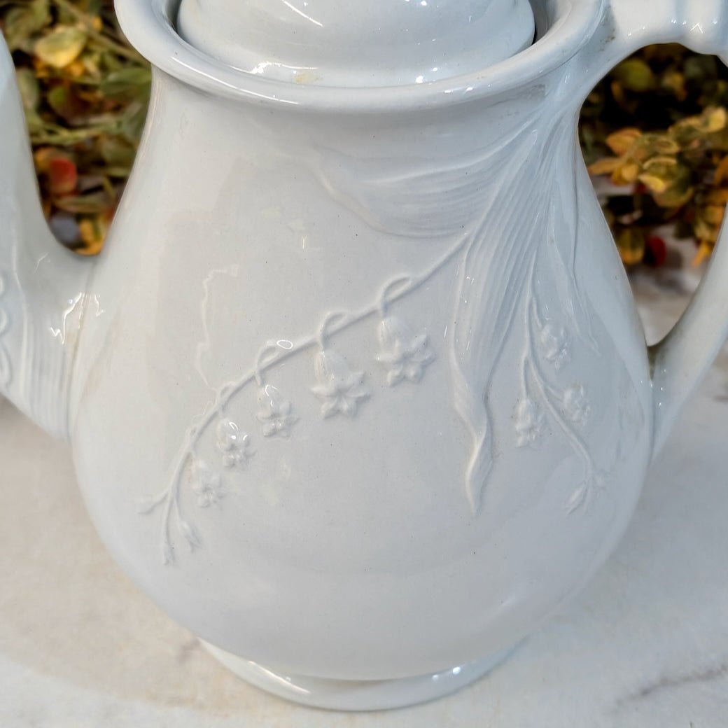 Antique English Ironstone Tea Pot Hyacinth Pattern H. Burgess - Marmalade Mercantile